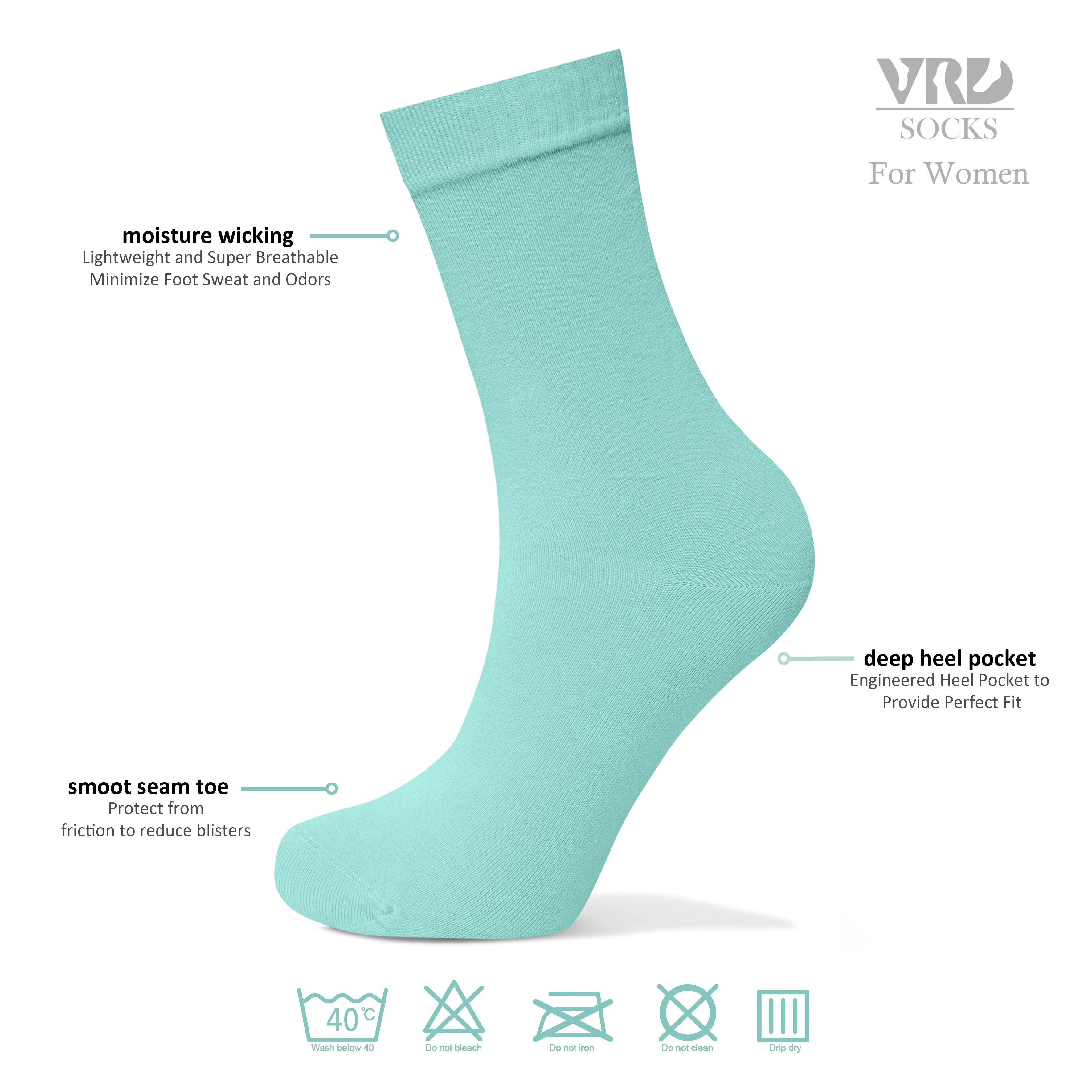 Womens Bamboo Dress Socks | Mid-Calf Crew Length | 6 Pack