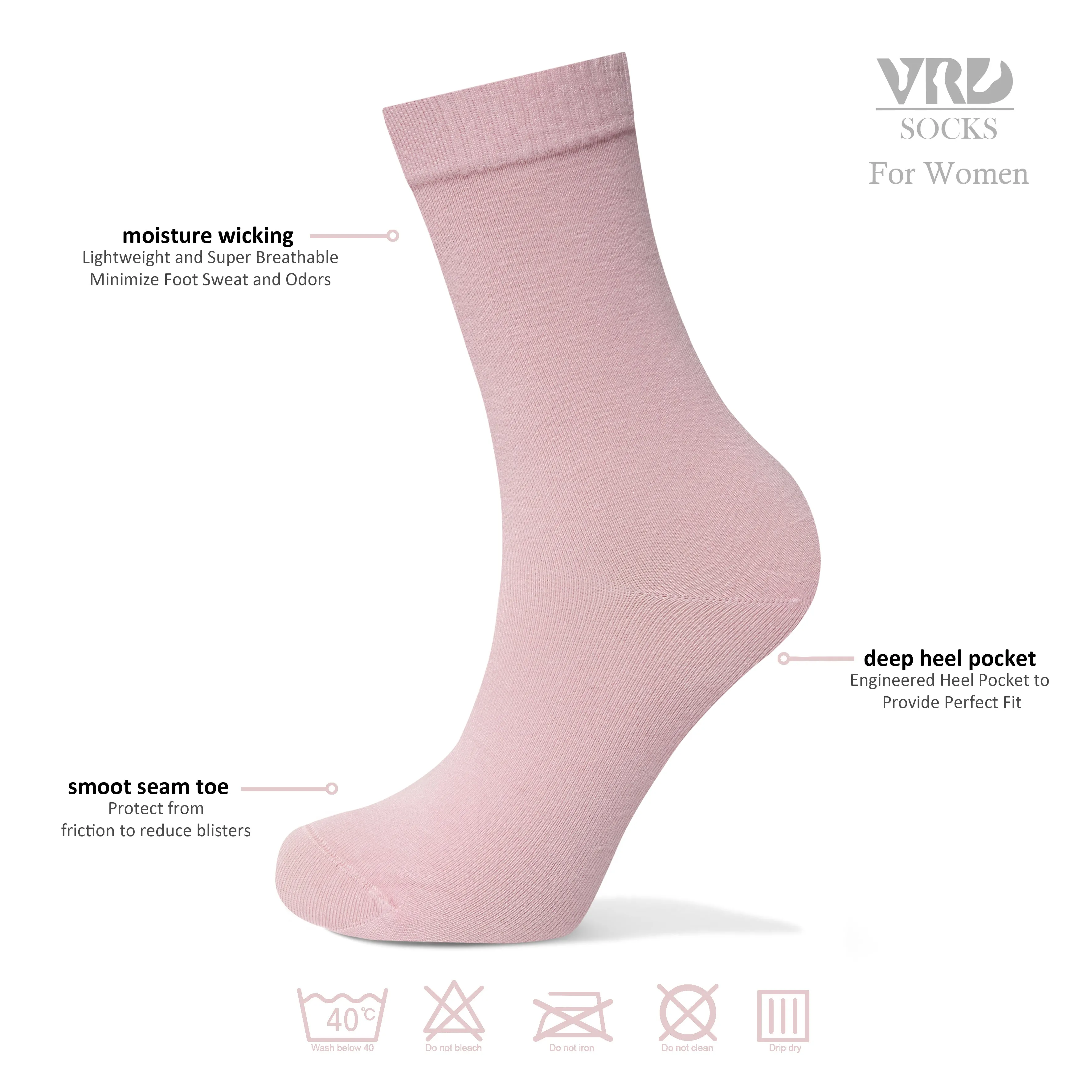 Womens Bamboo Dress Socks | Mid-Calf Crew Length | 6 Pack