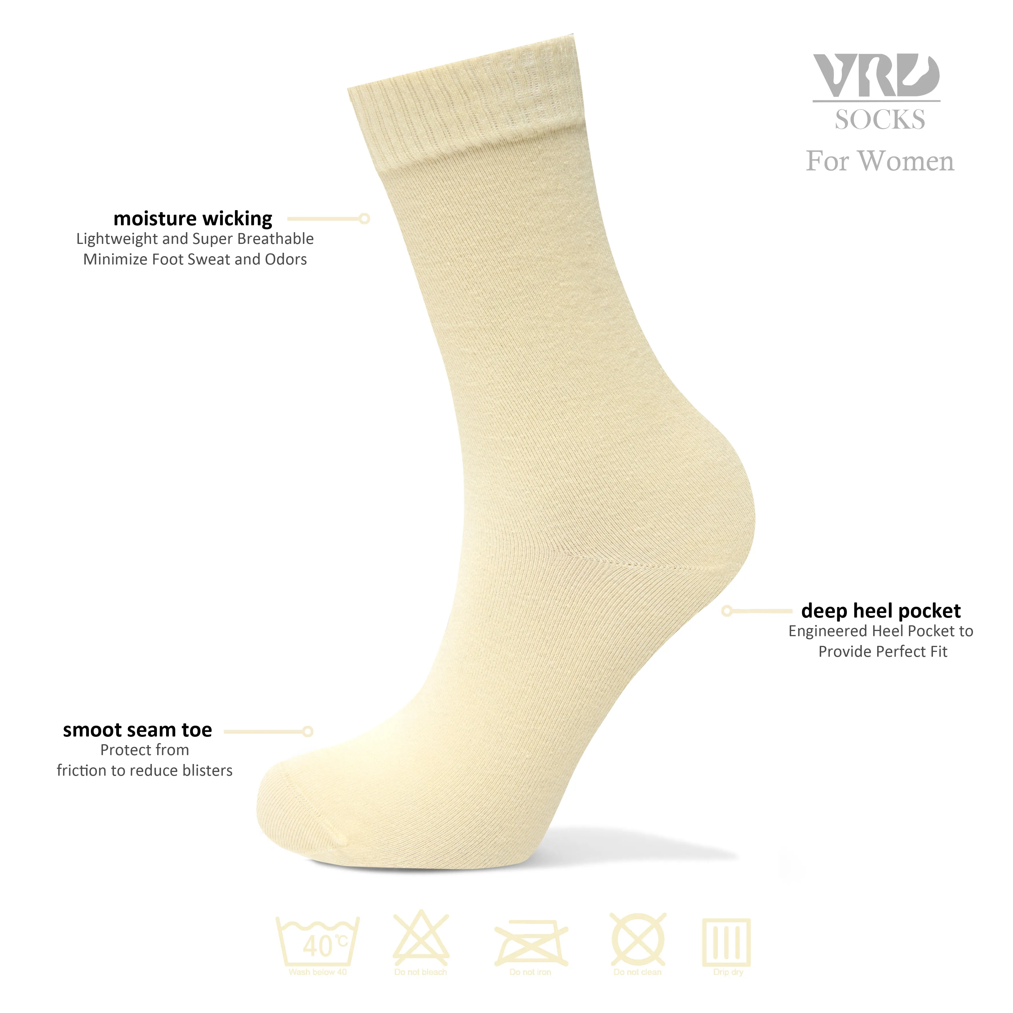 Womens Bamboo Dress Socks | Mid-Calf Crew Length | 6 Pack