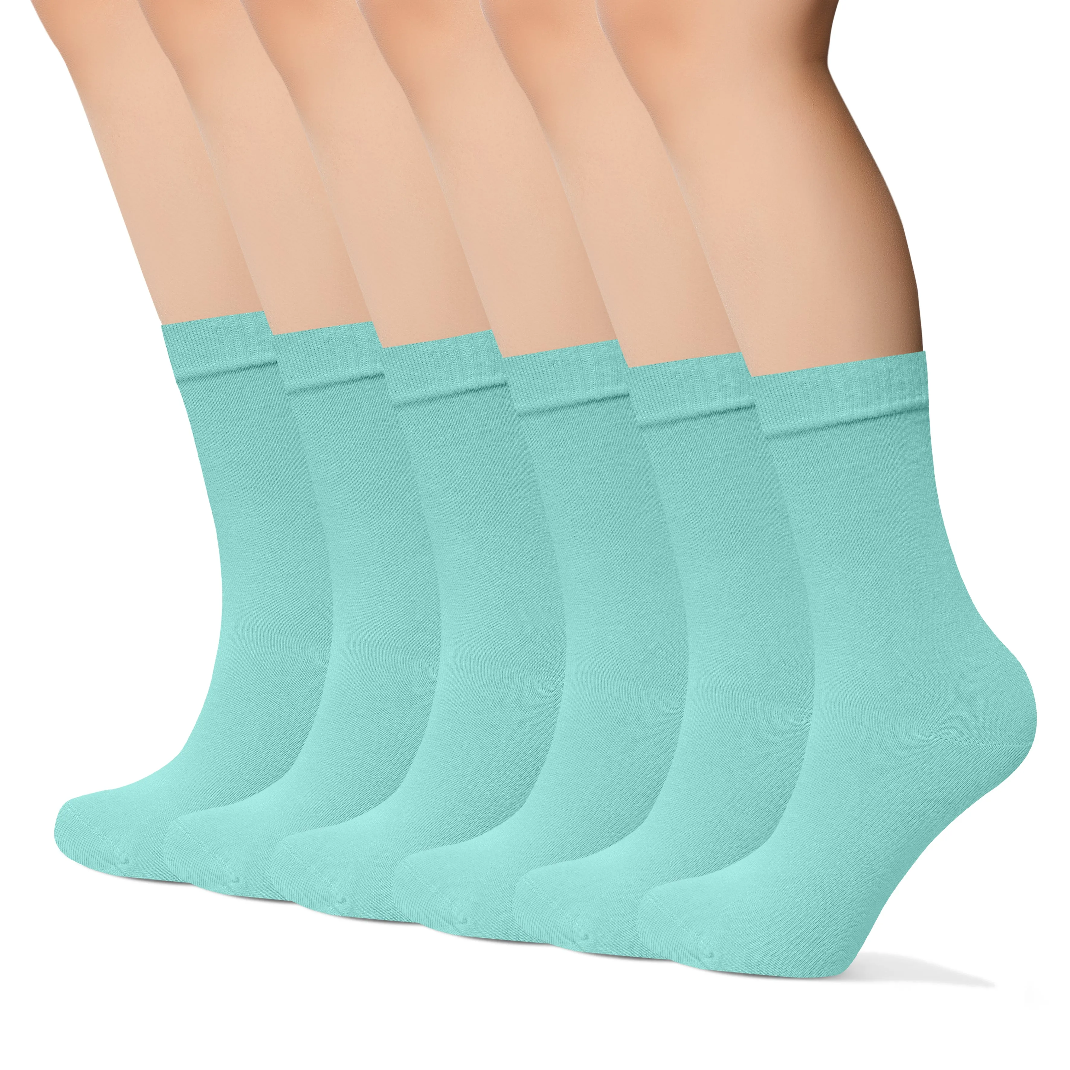 Womens Bamboo Dress Socks | Mid-Calf Crew Length | 6 Pack