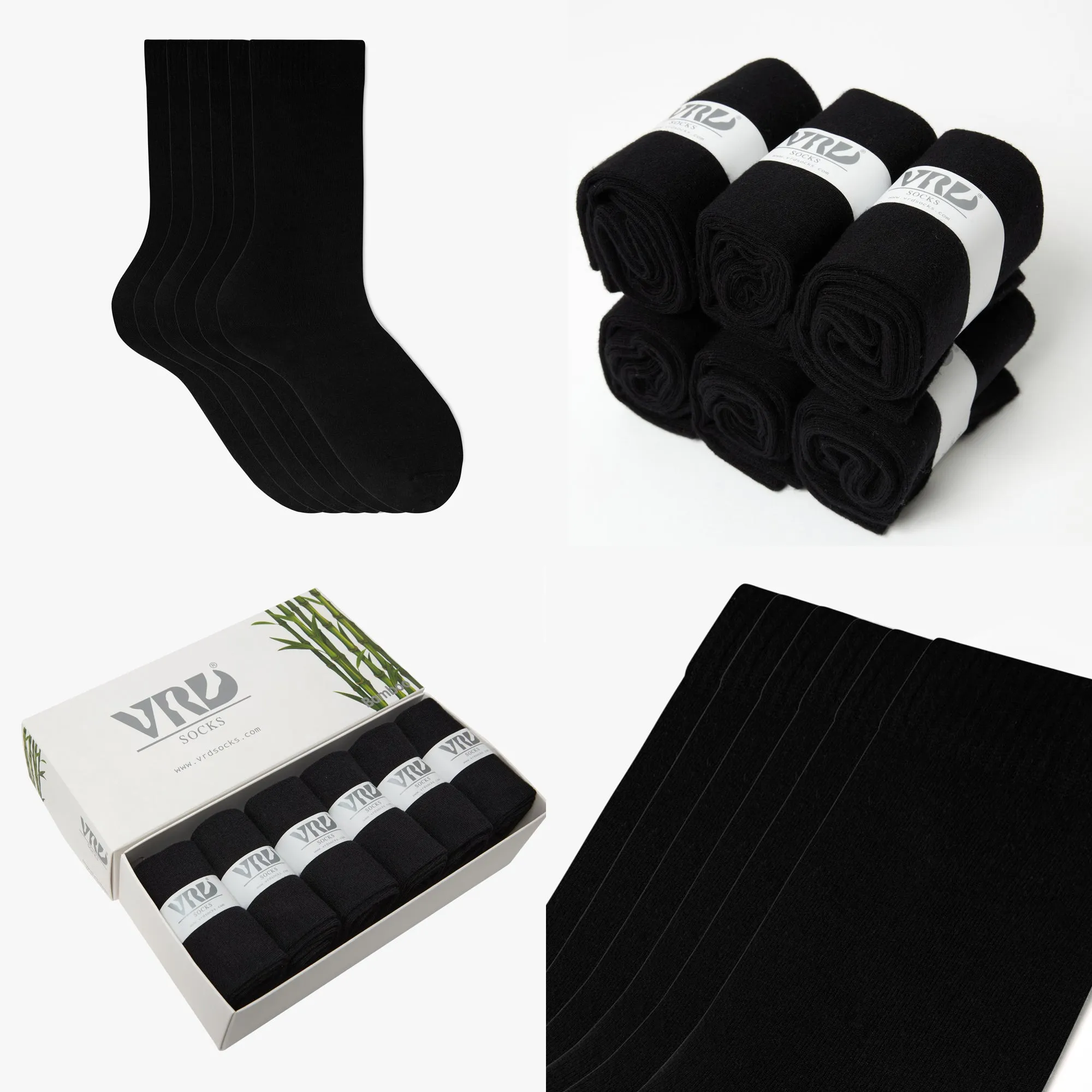 Womens Bamboo Dress Socks | Mid-Calf Crew Length | 6 Pack