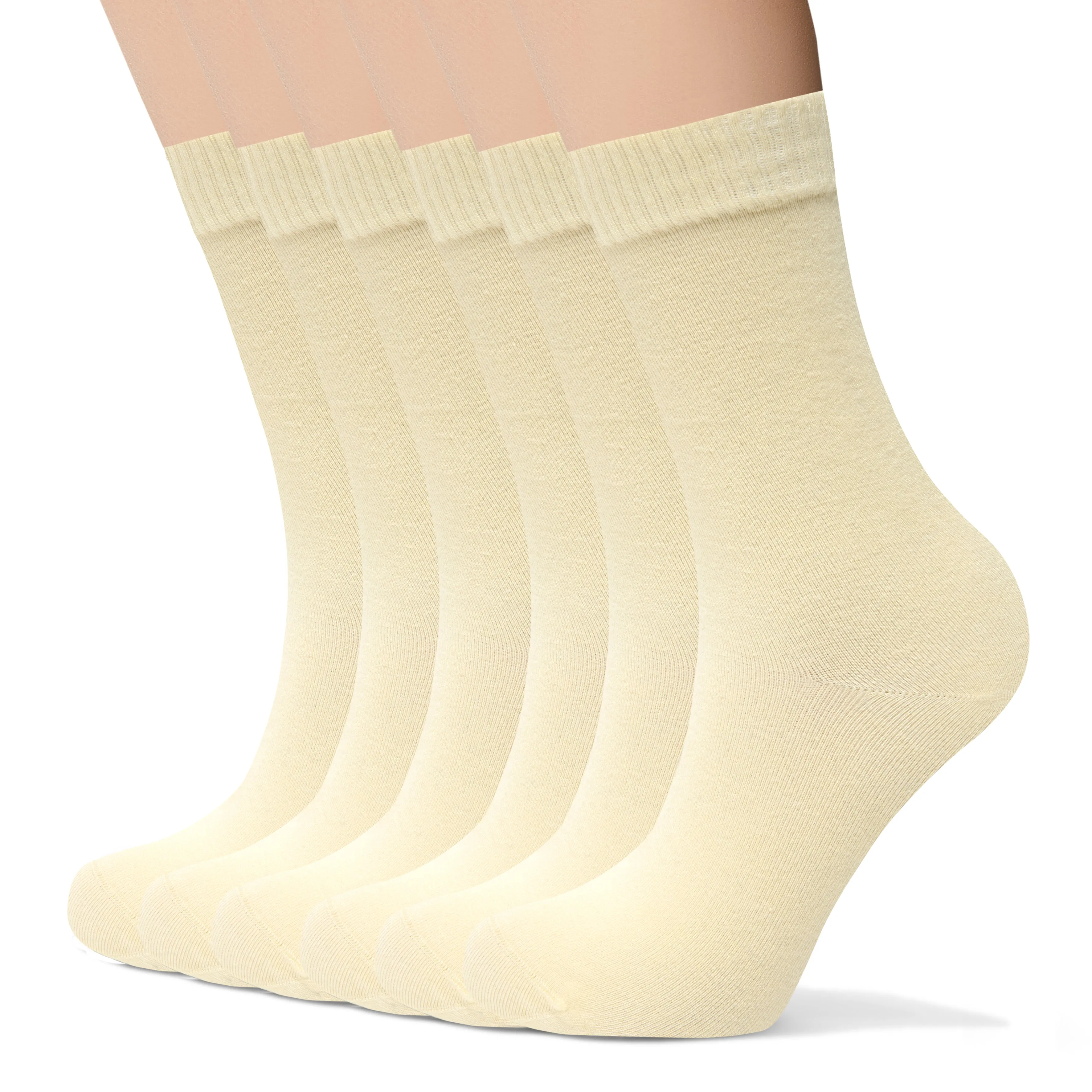 Womens Bamboo Dress Socks | Mid-Calf Crew Length | 6 Pack