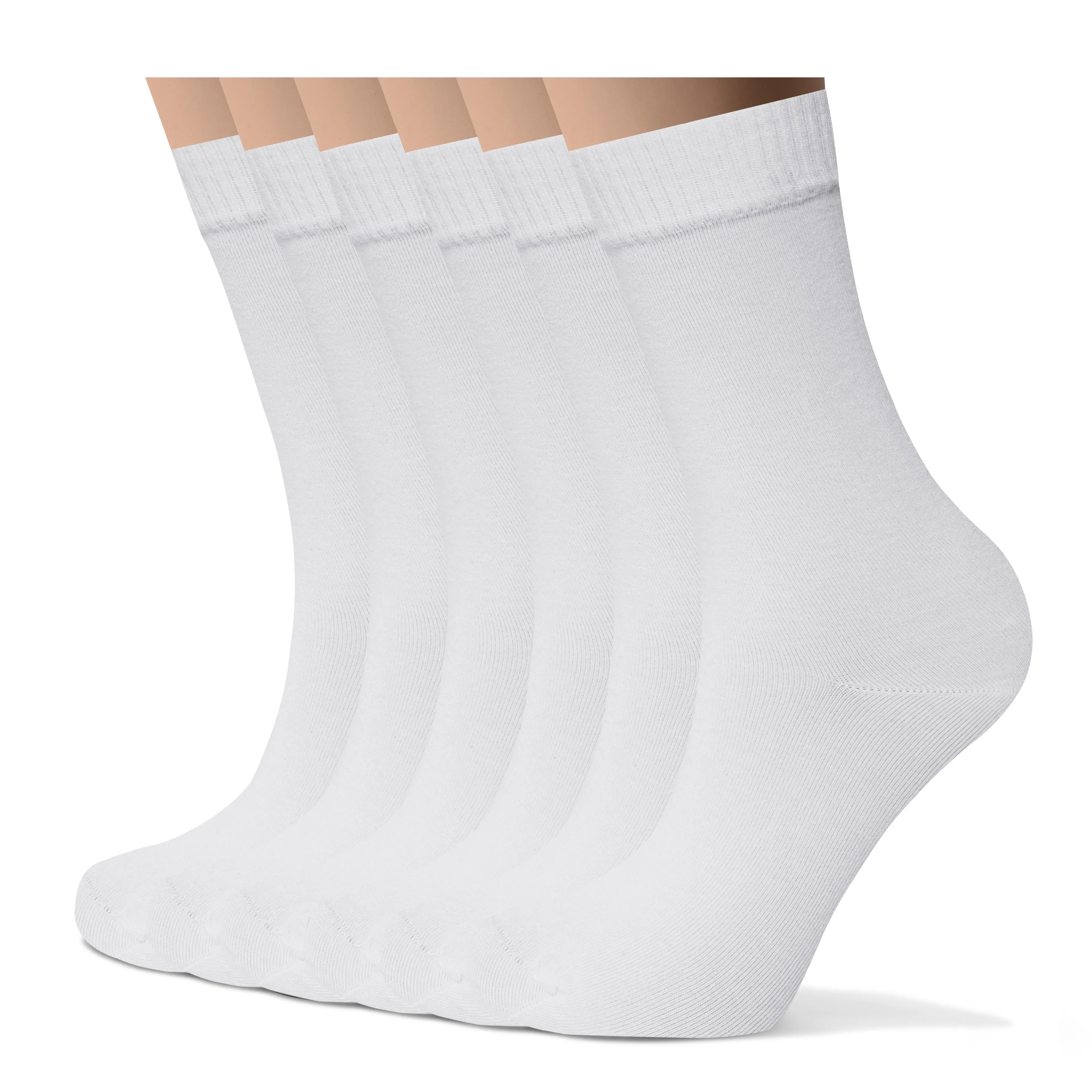 Womens Bamboo Dress Socks | Mid-Calf Crew Length | 6 Pack