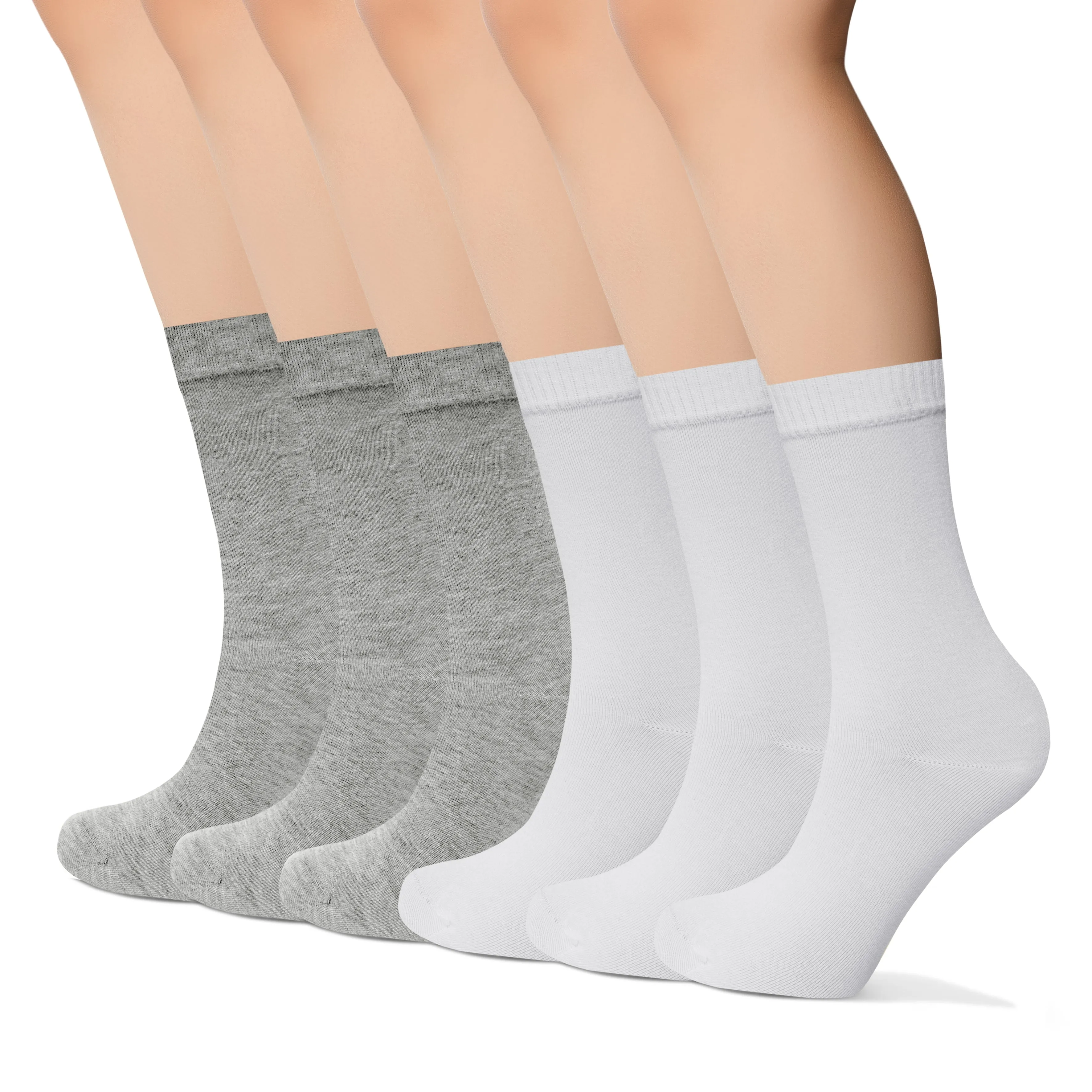 Womens Bamboo Dress Socks | Mid-Calf Crew Length | 6 Pack