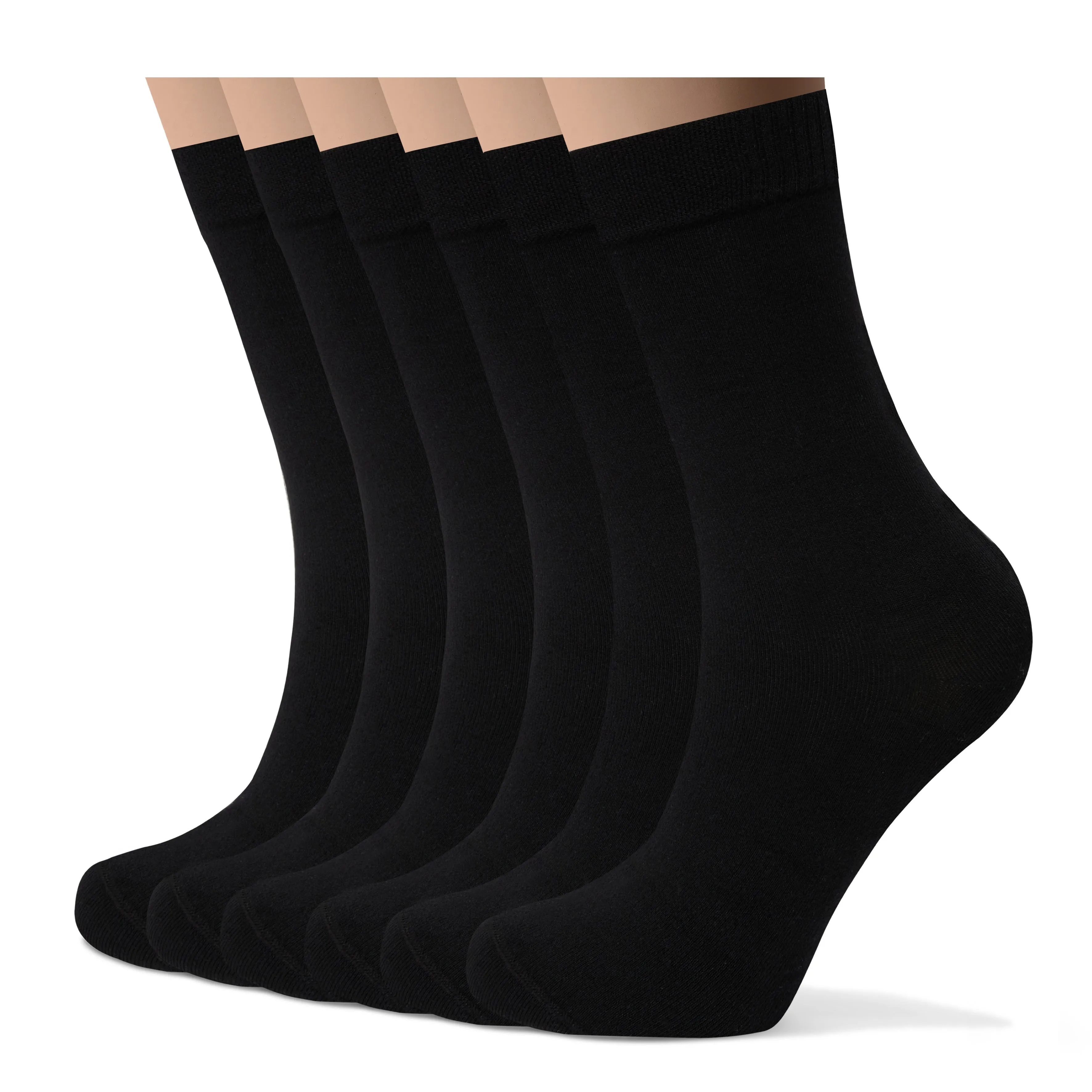 Womens Bamboo Dress Socks | Mid-Calf Crew Length | 6 Pack