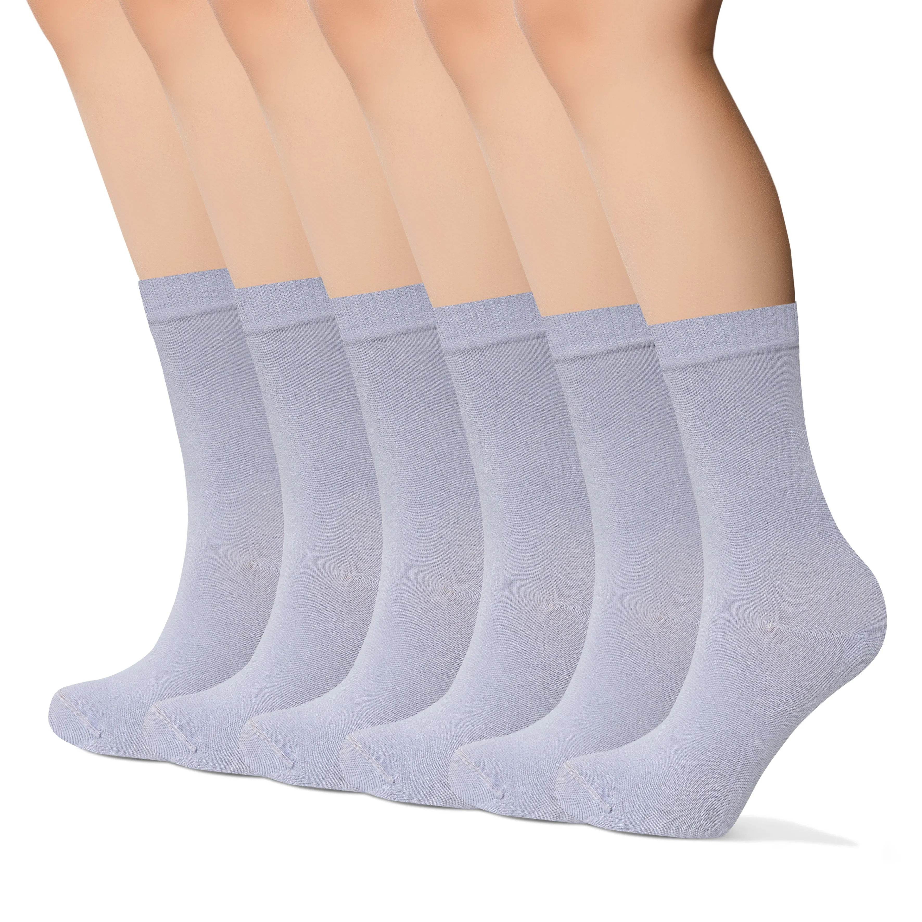 Womens Bamboo Dress Socks | Mid-Calf Crew Length | 6 Pack