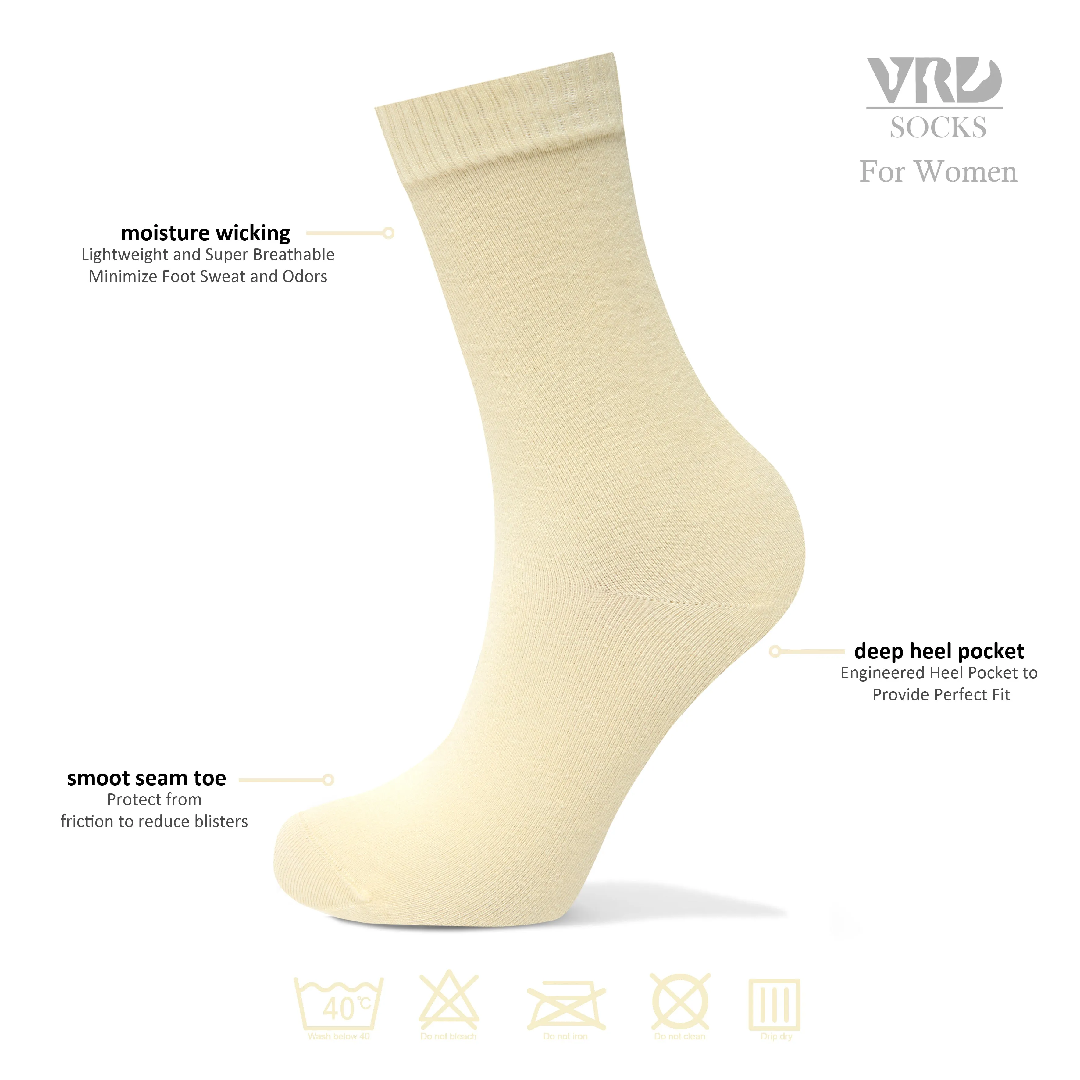 Womens Bamboo Dress Socks | Mid-Calf Crew Length | 6 Pack