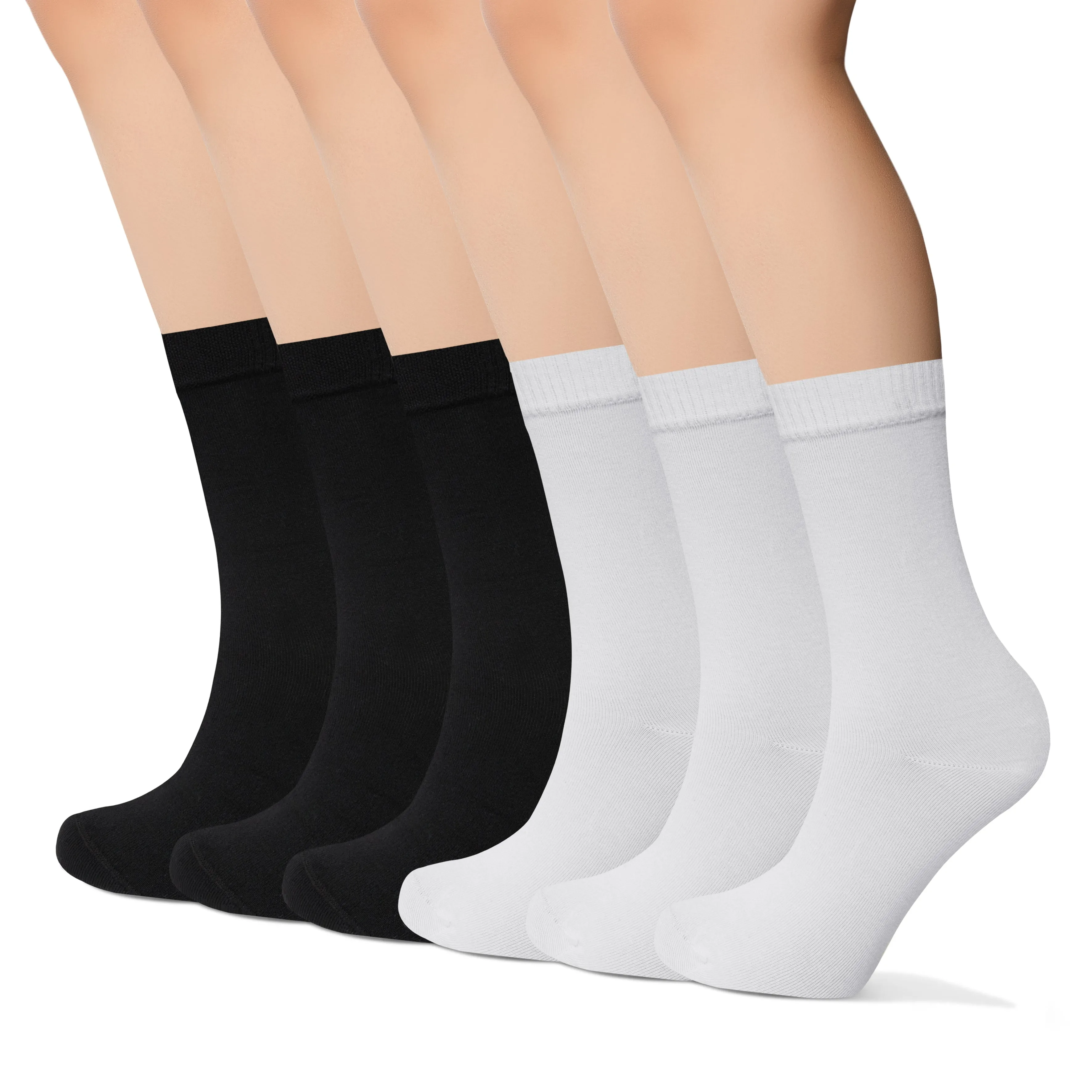 Womens Bamboo Dress Socks | Mid-Calf Crew Length | 6 Pack