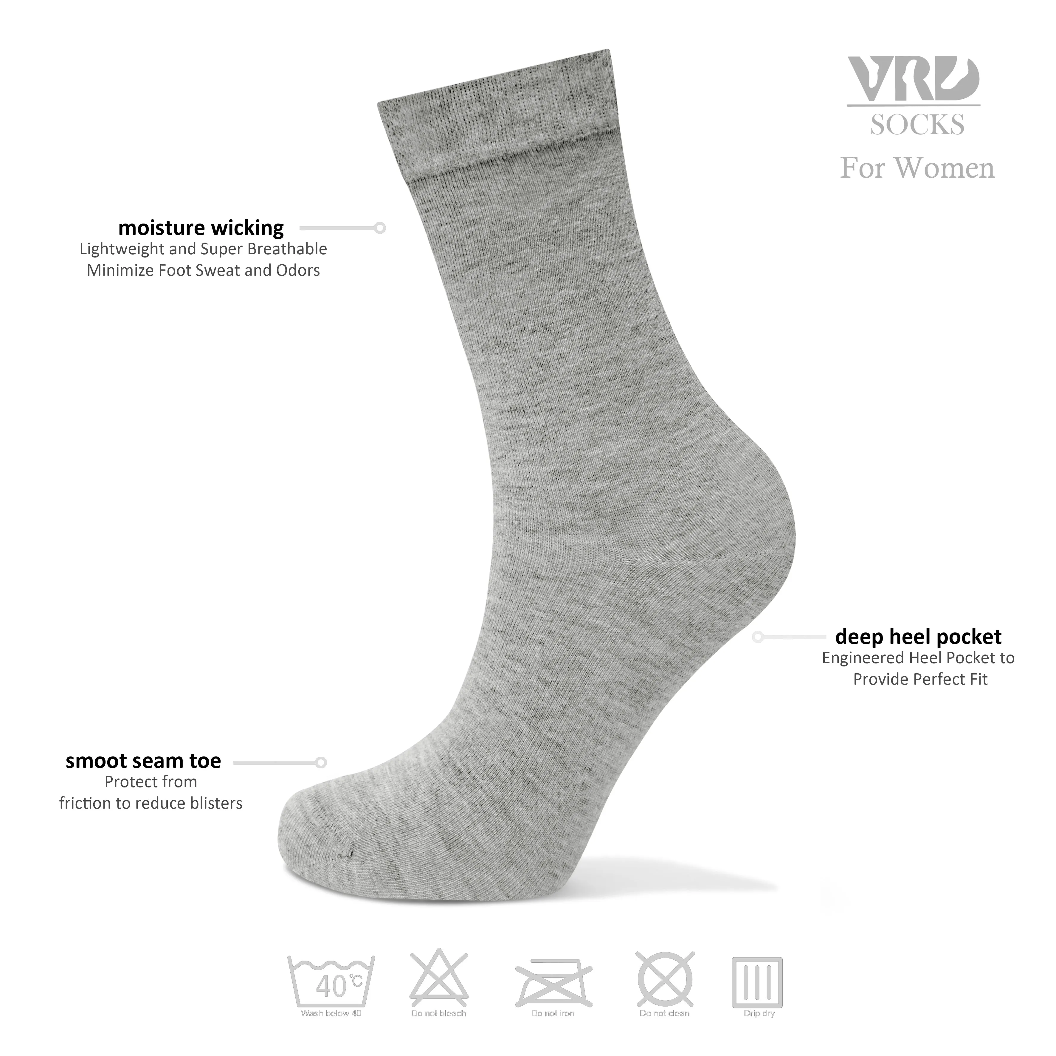 Womens Bamboo Dress Socks | Mid-Calf Crew Length | 6 Pack