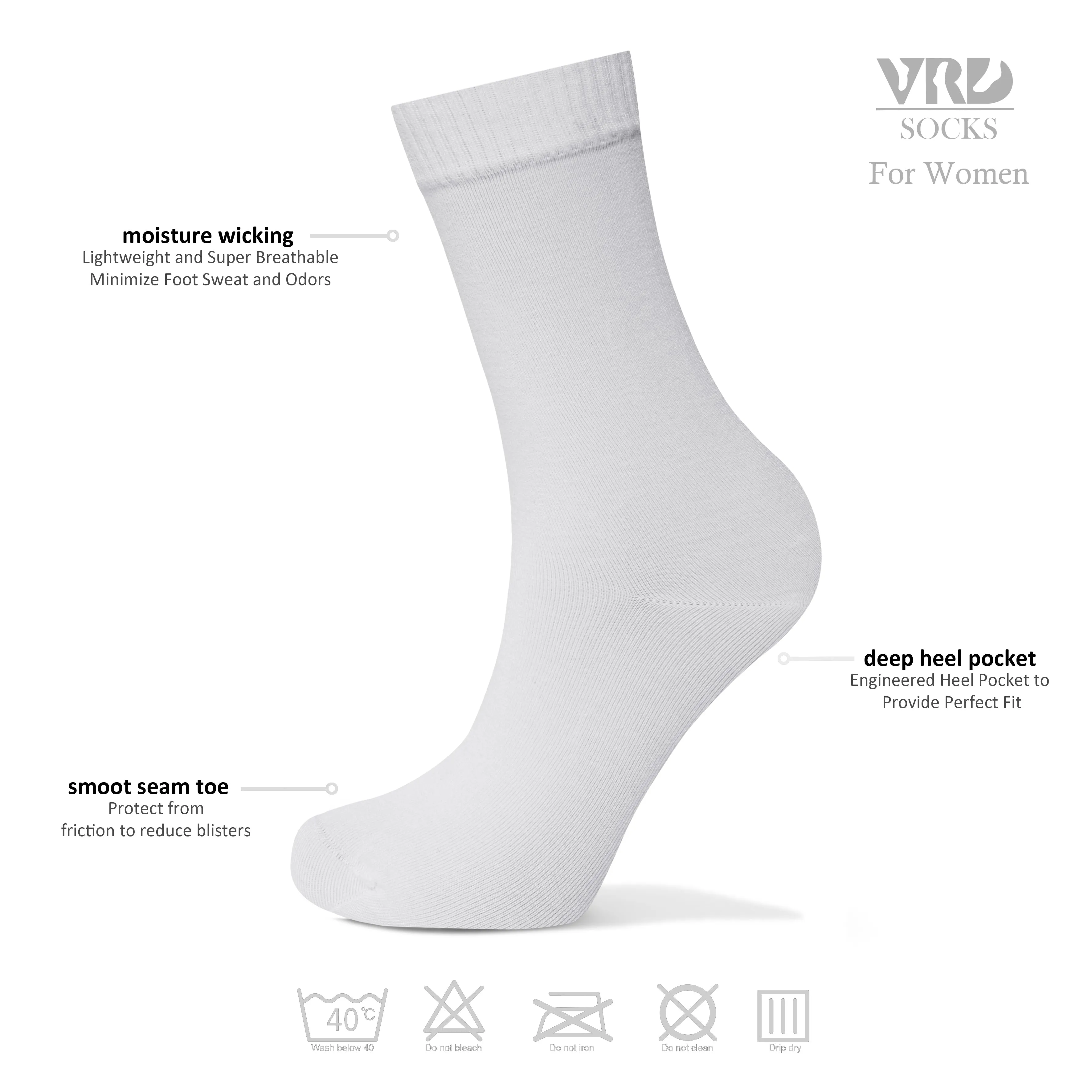 Womens Bamboo Dress Socks | Mid-Calf Crew Length | 6 Pack