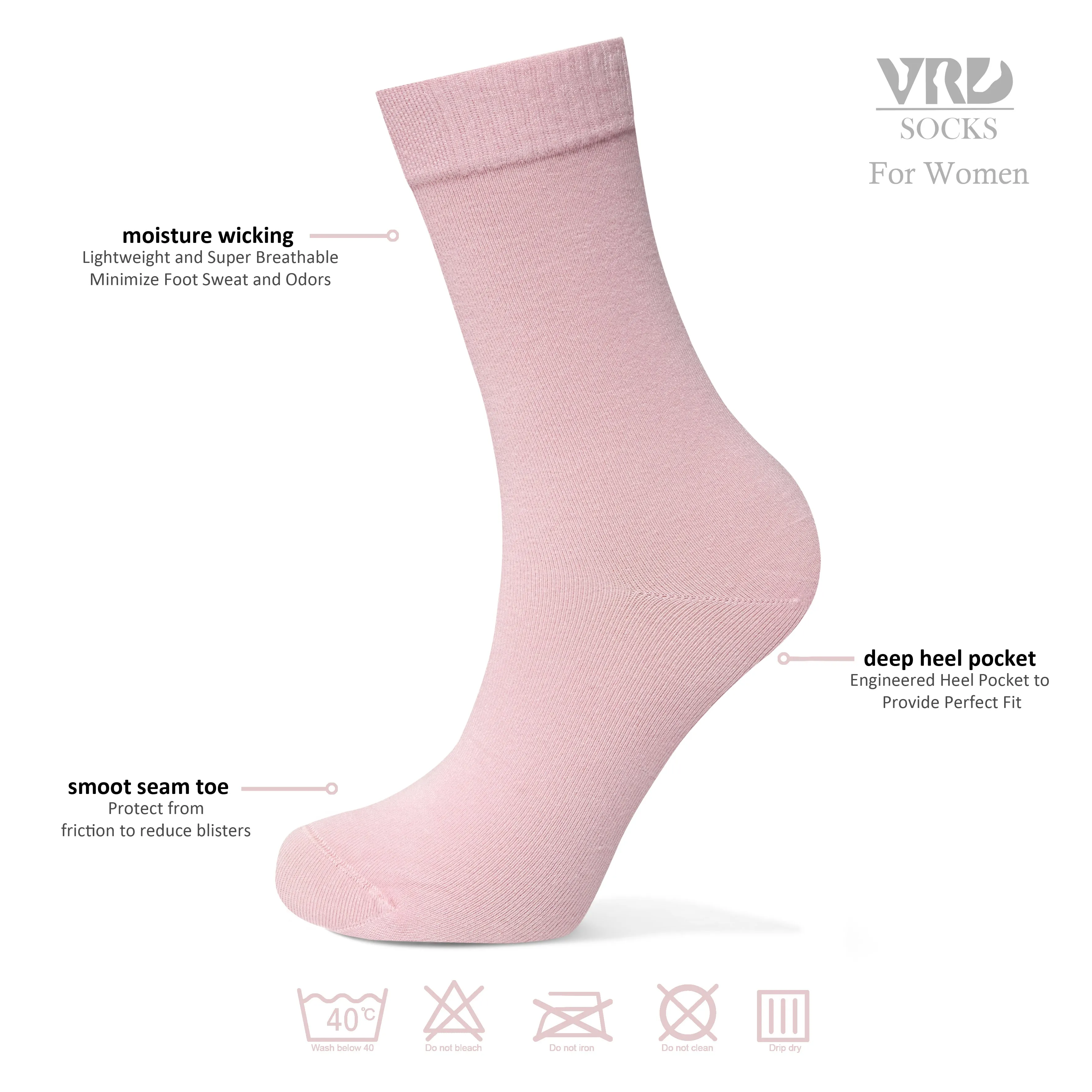 Womens Bamboo Dress Socks | Mid-Calf Crew Length | 6 Pack