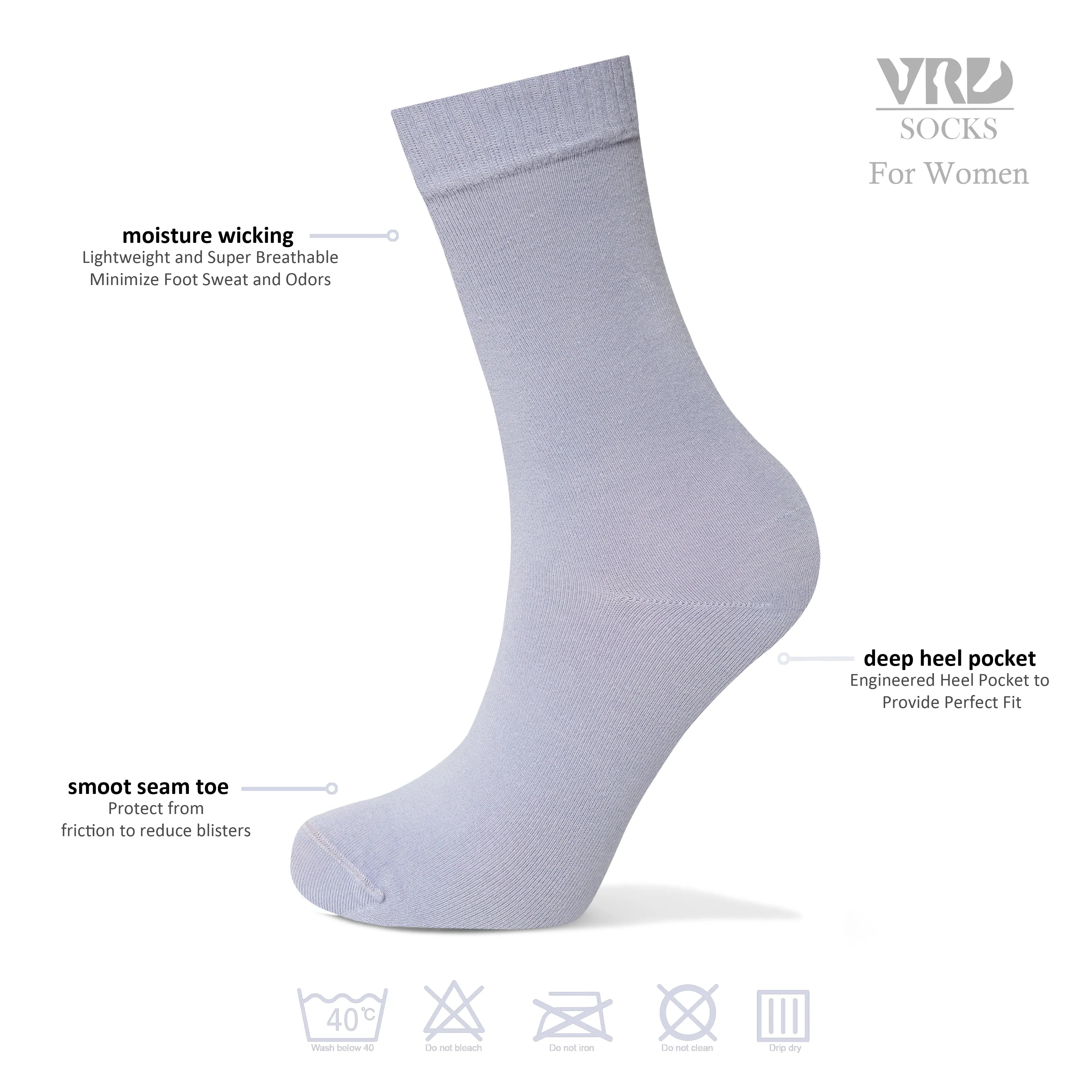 Womens Bamboo Dress Socks | Mid-Calf Crew Length | 6 Pack