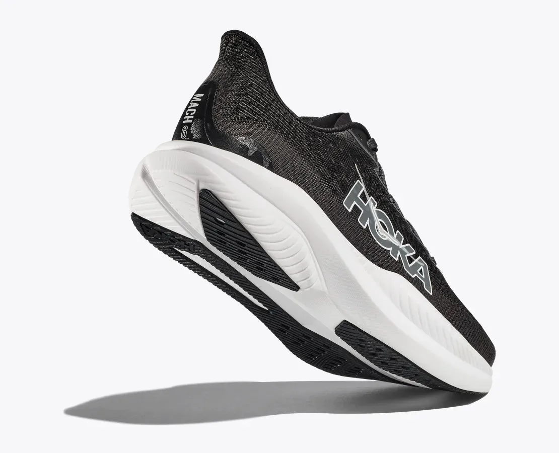 Women's HOKA Mach 6 Running Shoe in Black / White