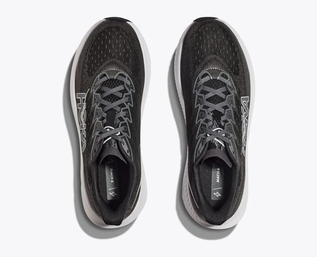 Women's HOKA Mach 6 Running Shoe in Black / White