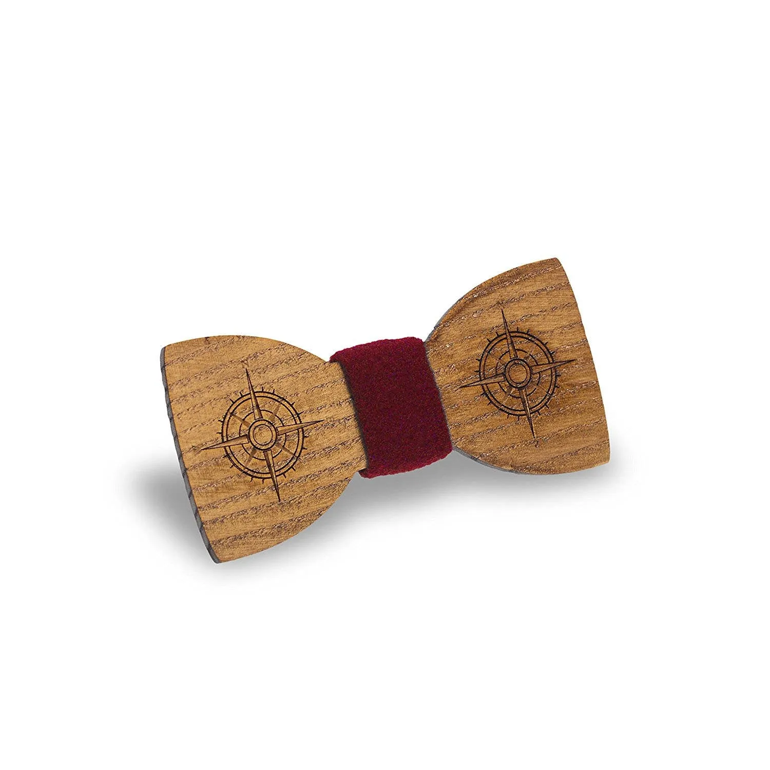 Wooden Compass Red Bow Tie