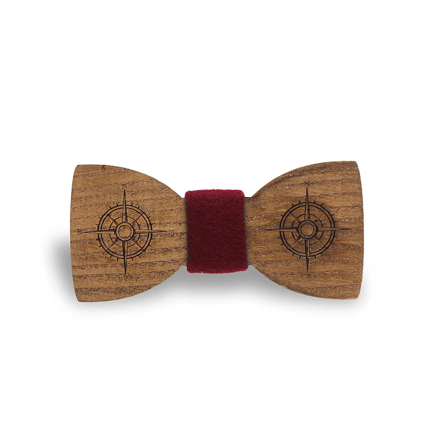 Wooden Compass Red Bow Tie