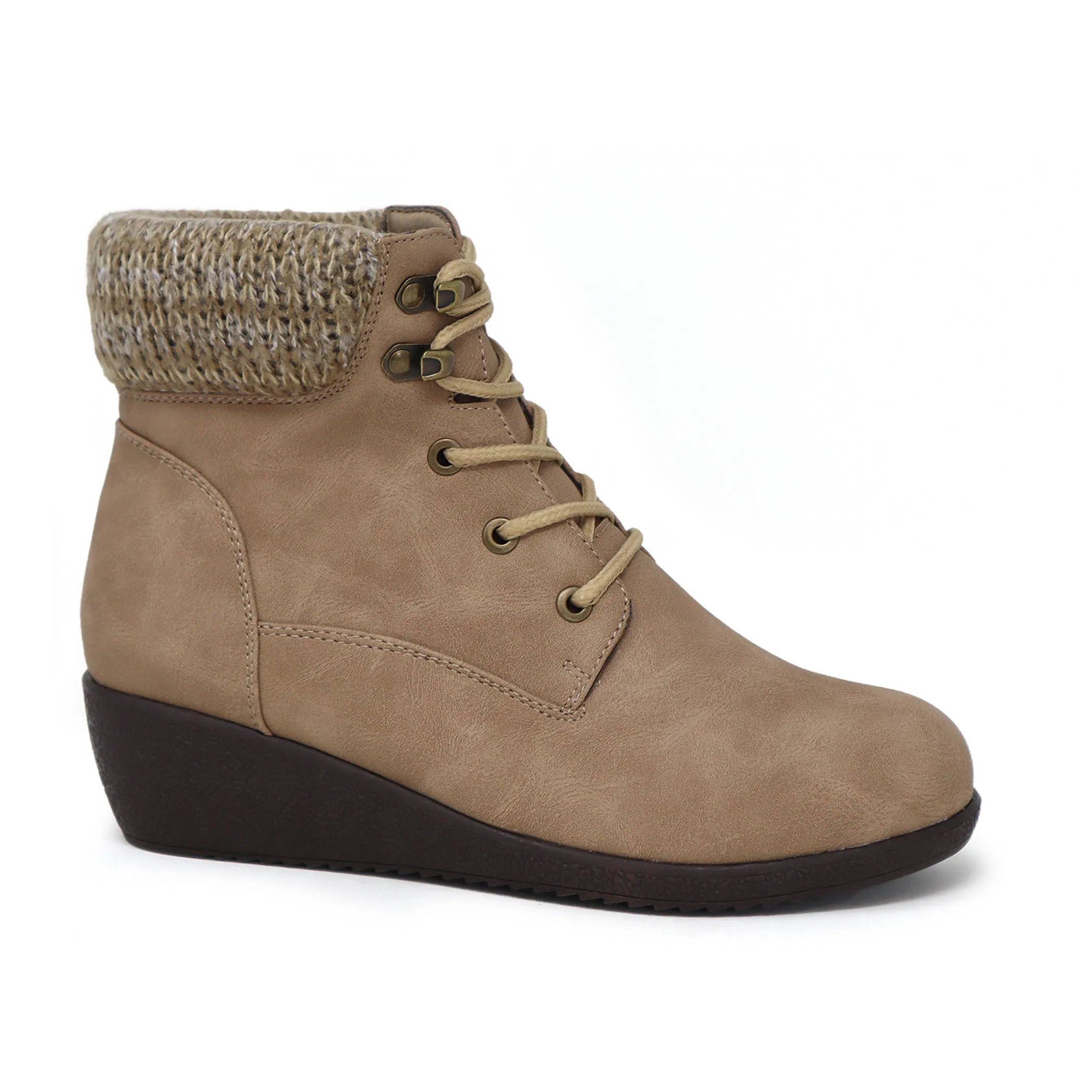 YOKI RANDY-101 Women's Knit Top Wedge Bootie