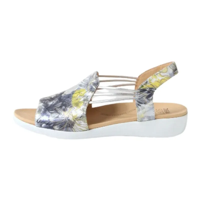 Ziera Udhays Navy & Silver Floral Women's Sandals